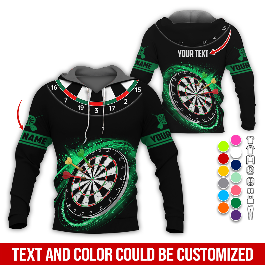 Customized Name & Text Darts Premium Hoodie, Darts Pattern Black Hoodie, Perfect Gift For Darts Lovers, Friend, Family
