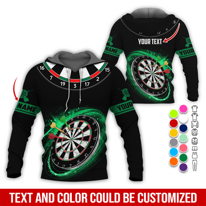Customized Name & Text Darts Premium Hoodie, Darts Pattern Black Hoodie, Perfect Gift For Darts Lovers, Friend, Family