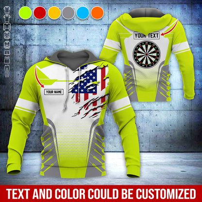 Customized Name & Text Darts Premium Hoodie, Custom Your Flag & Darts Hoodie, Perfect Gift For Darts Lovers, Darts Player