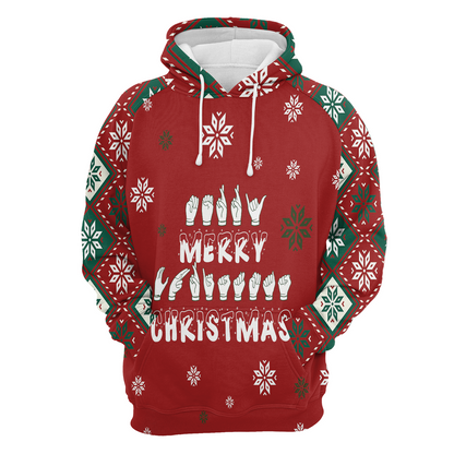 Sign Language Merry Christmas Pullover Premium Hoodie, Perfect Outfit For Men And Women On Christmas New Year Autumn Winter