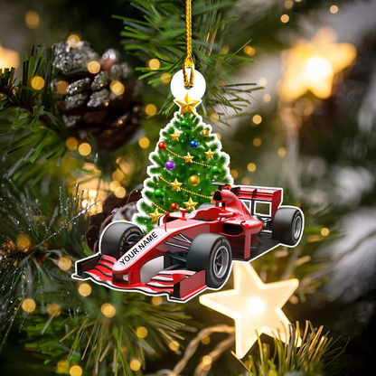 Personalized F1 Racing Christmas Ornament, Custom Name F1 Flat Acrylic Ornament, Gift For Racers F1 Lovers