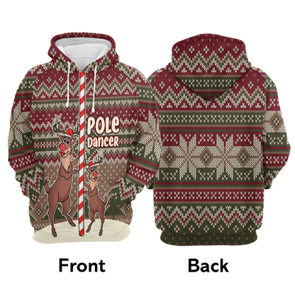 Reindeer Premium Christmas Hoodie, Reindeer Pole Dancer Christmas Hoodie For Men & Women - Perfect Gift For Christmas, Reindeer Lover