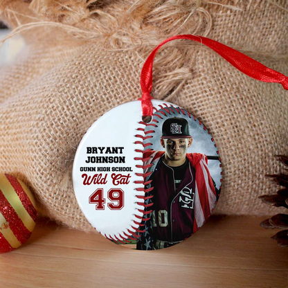 Custom Baseball Circle Ceramic Ornament, Personalized Baseball Player Circle Ceramic Ornament - Perfect Gift For Baseball Lover, Christmas, New Year