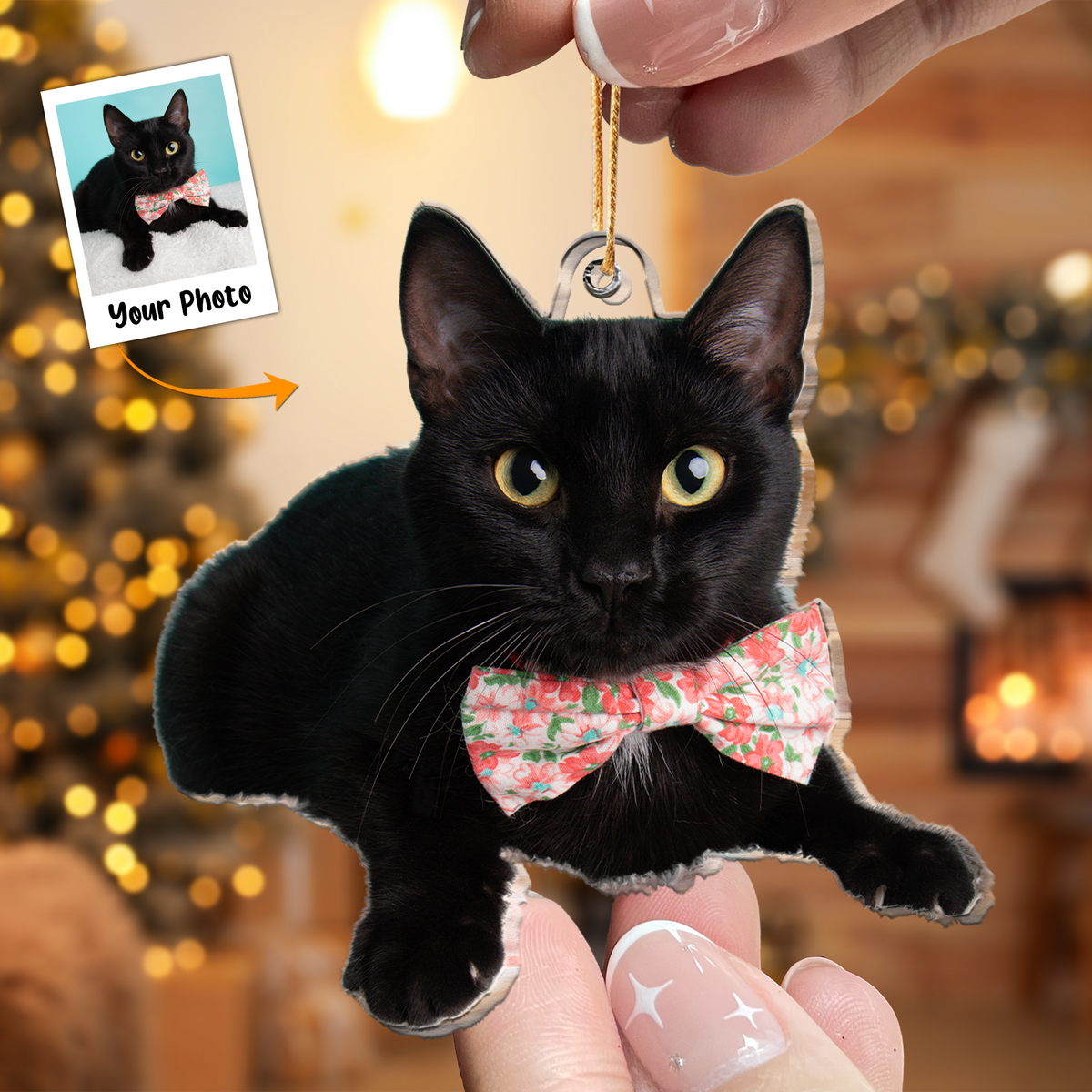 Personalized Acrylic Cat Photo Ornament, Custom Your Funny Moment Of Cat Acrylic Ornament For Christmas, Perfect Gift For Cat Lovers