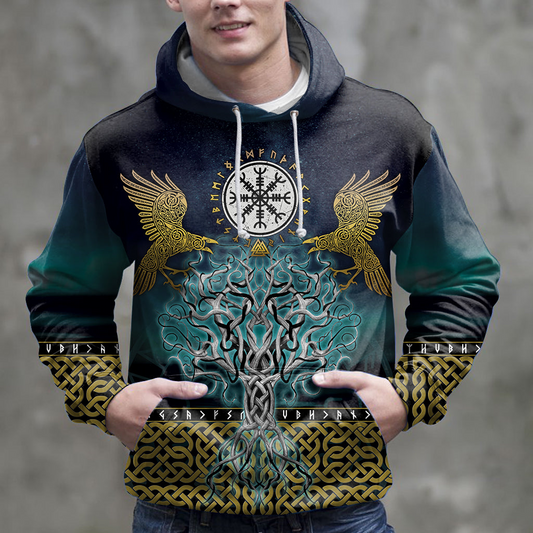 Viking Vegvisir Tree Of Life Pullover Premium Hoodie, Perfect Outfit For Men And Women On Christmas New Year Autumn Winter
