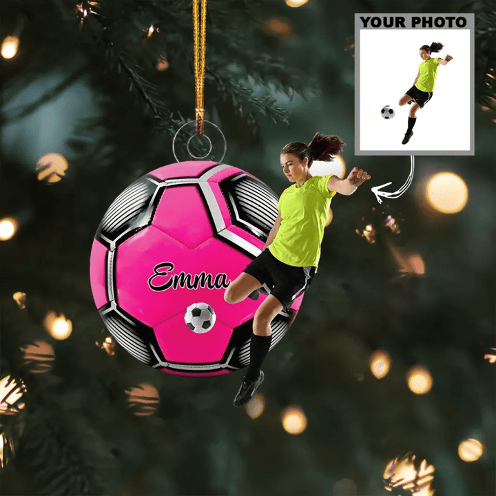 Custom Soccer Acrylic Ornament, Personalized Custom Photo Mica Ornament - Christmas Gift For Soccer Players, Soccer Lovers, Family Members