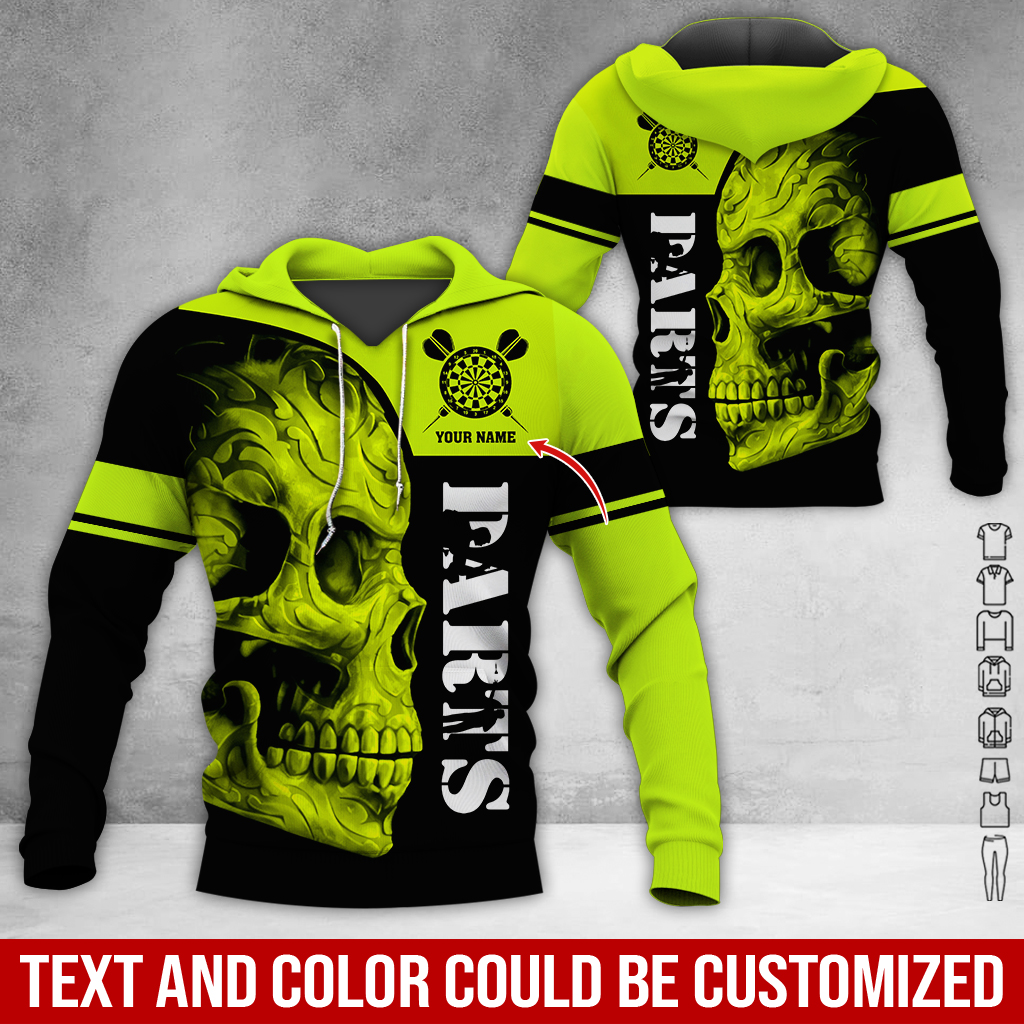 Personalized Darts Skull Premium Hoodie, Darts Pattern Hoodie For Men & Women, Perfect Gift For Darts Lovers, Friend, Family