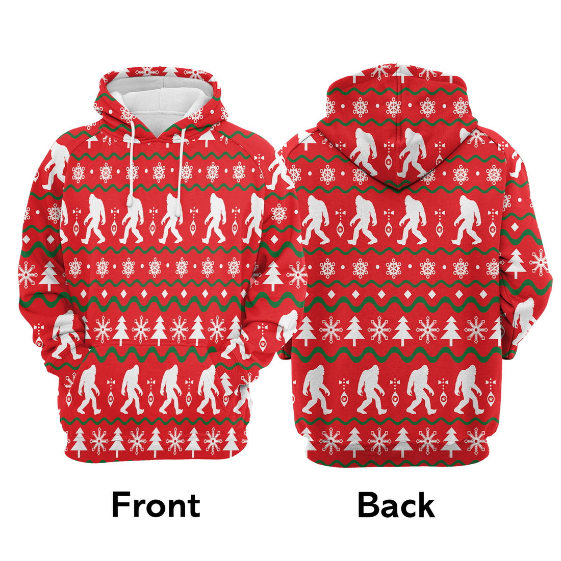 Bigfoot Premium Christmas Hoodie, Bigfoot & Christmas Pattern Unisex Hoodie For Men & Women - Perfect Gift For Christmas, Friends, Family