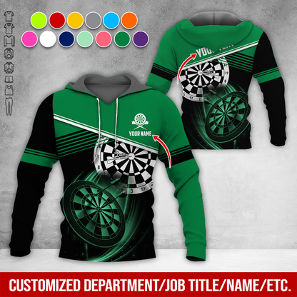 Customized Name & Text Darts Premium Hoodie, White Line & Darts Pattern Hoodie, Perfect Gift For Darts Lovers, Darts Player