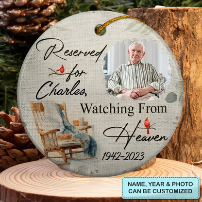 Personalized Ceramic Christmas Ornament - Custom Watching From Heaven, Memorial Gift Ceramic Ornament, Perfect Gift For Family Members