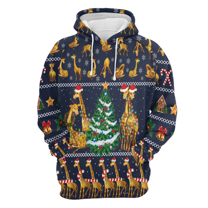 Giraffe Premium Christmas Hoodie, Giraffe Christmas Tree Unisex Hoodie For Men & Women - Perfect Gift For Christmas, Giraffe Lover