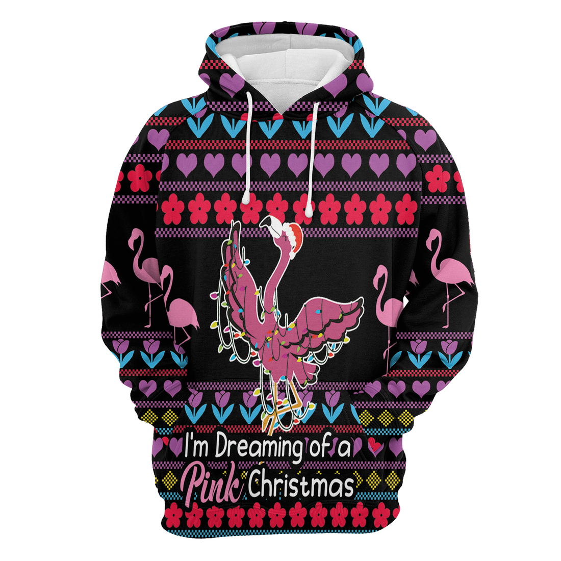 Flamingo Premium Christmas Hoodie, I'm Dreaming Of a Pink Christmas Unisex Hoodie For Men & Women - Perfect Gift For Christmas, Flamingo Lover