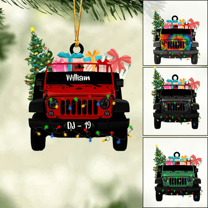 Custom Jeep Acrylic Christmas Ornament, Personalized Jeep Car & Christmas Gift Acrylic Ornament For Christmas, Off-Road Car Lover
