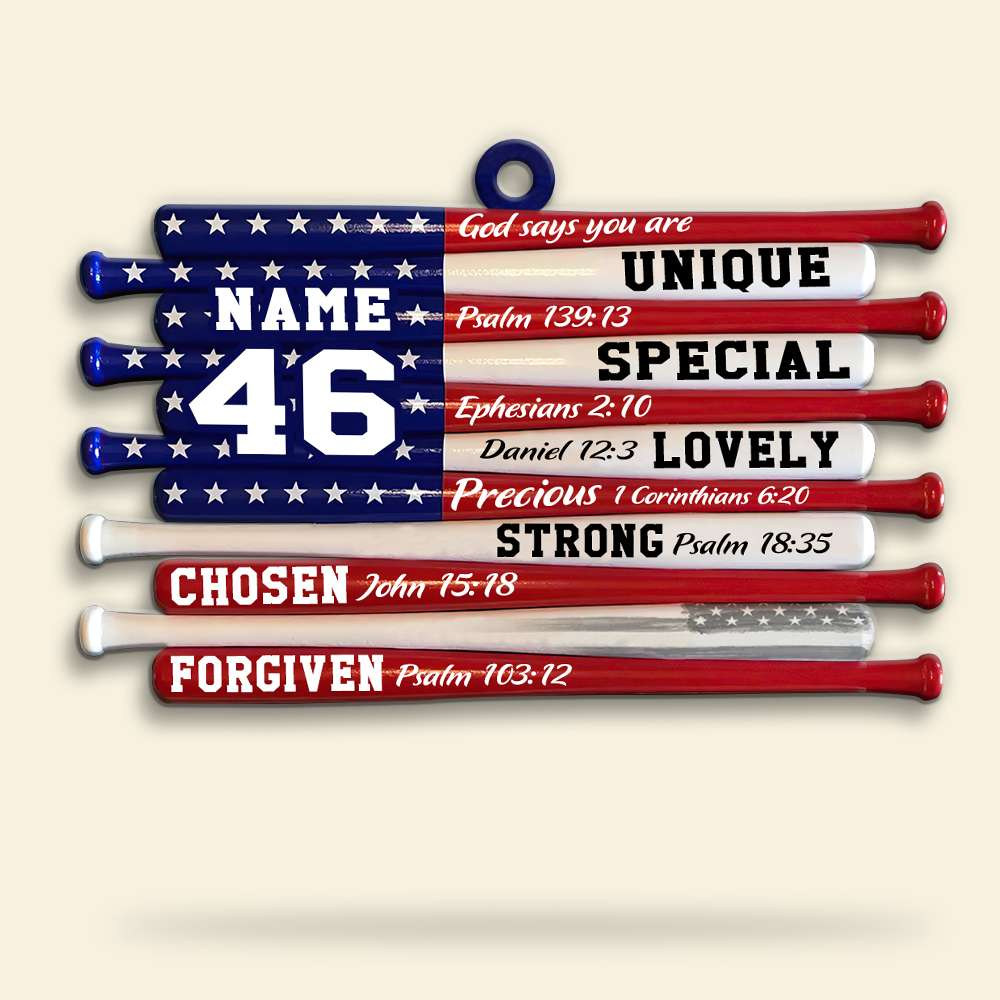 Custom Baseball Acrylic Ornament, Baseball Bat American Flag Acrylic Ornament- Perfect Gift For Baseball Lover, Christmas, New Year