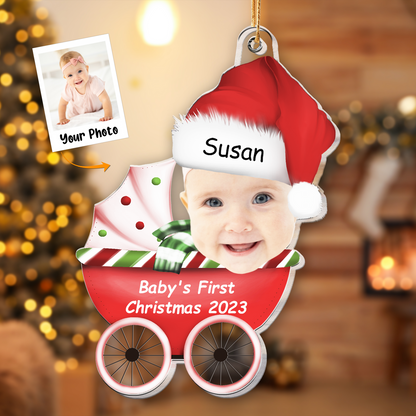 Personalized Acrylic Baby Photo Ornament, Celebrating the baby's first Christmas Photo Acrylic Ornament For Christmas, Best Gift idea for the new Mom & Dad