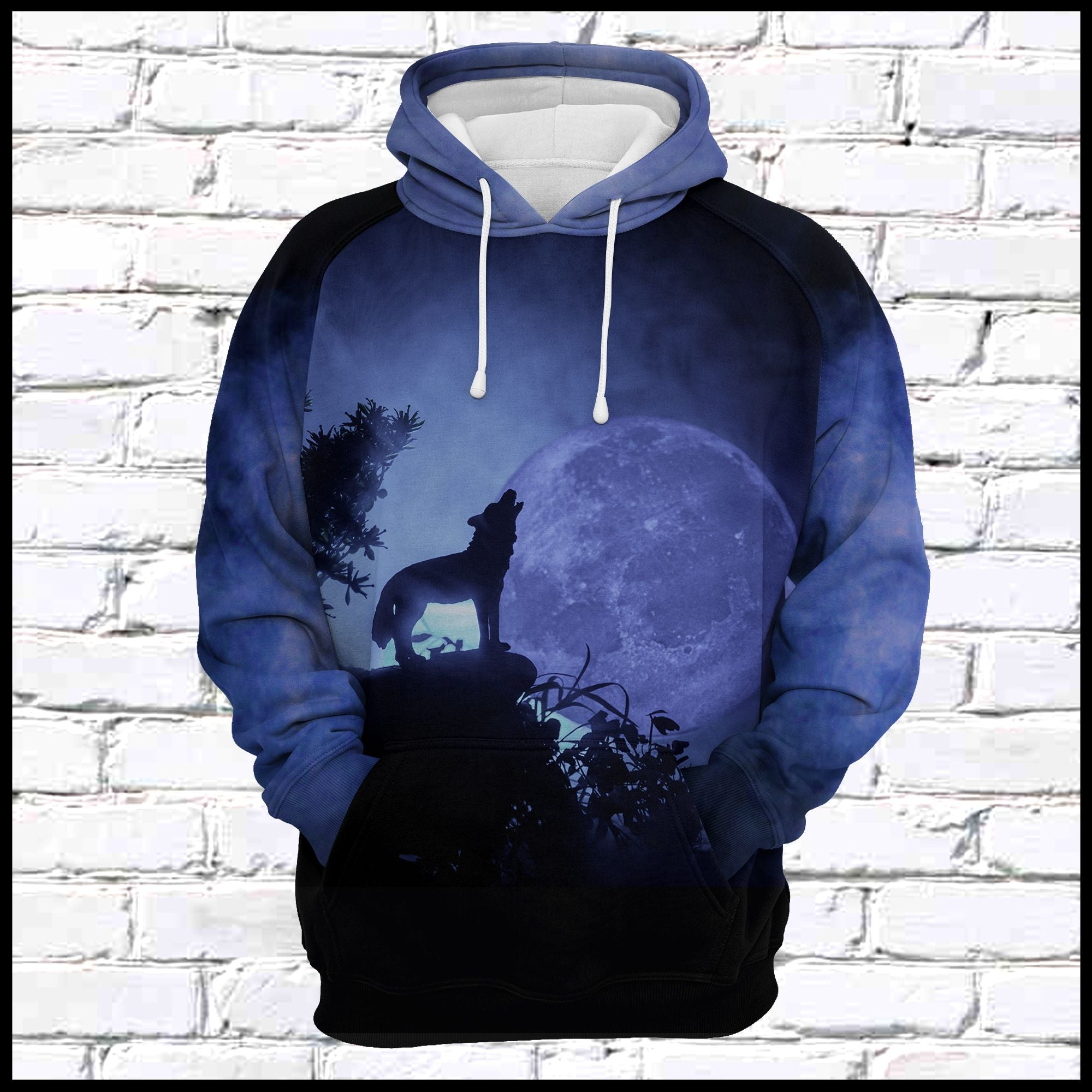 Wolf Night & Blue Moon Pullover Premium Hoodie, Perfect Outfit For Men And Women On Christmas New Year Autumn Winter