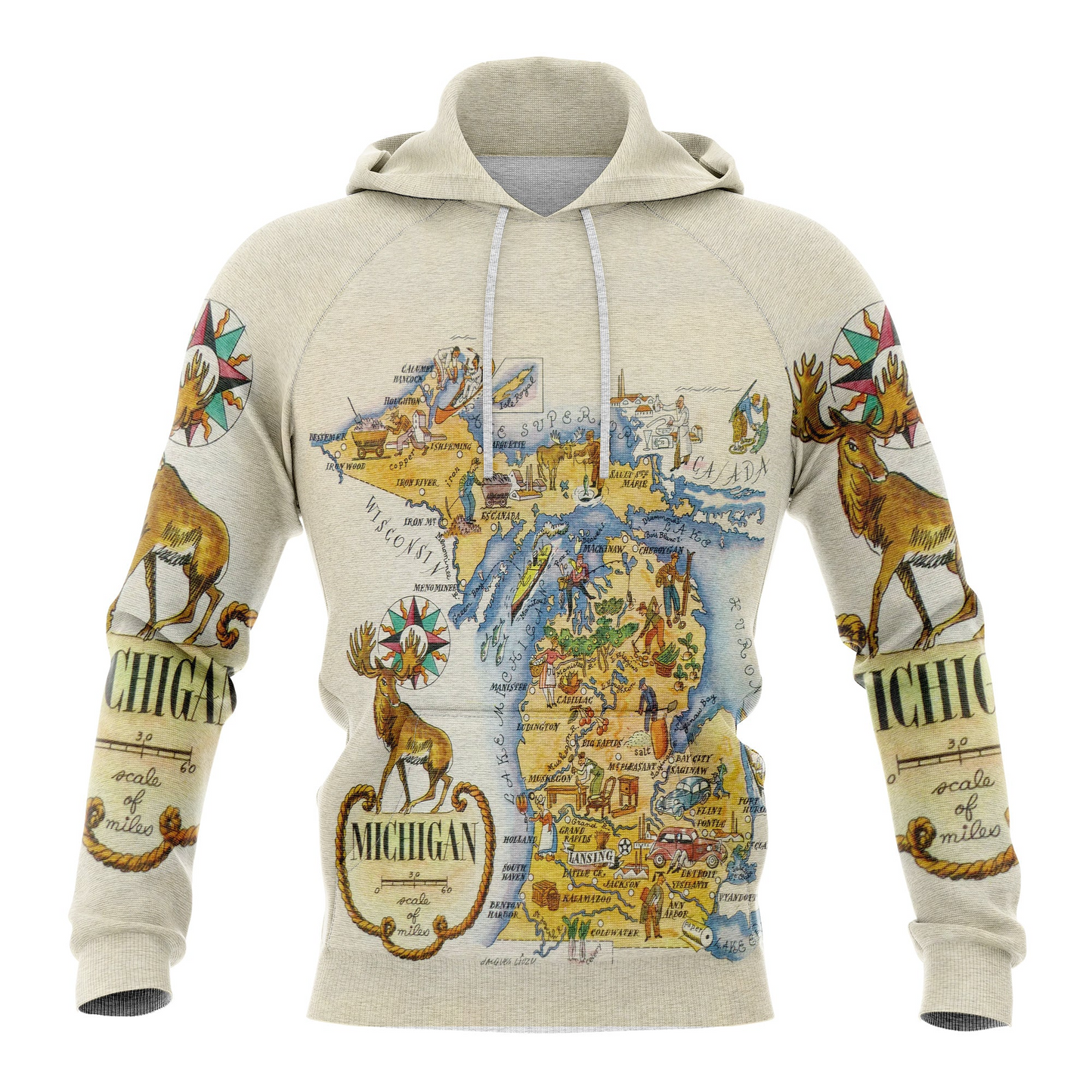 Vintage Michigan Map Pullover Premium Hoodie, Perfect Outfit For Men And Women On Christmas New Year Autumn Winter