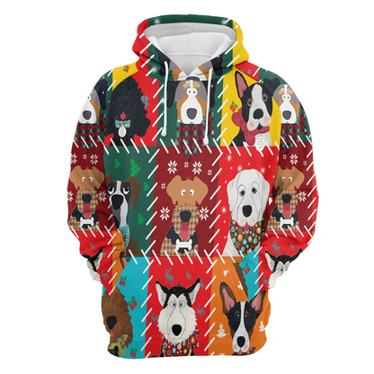 Dog Premium Christmas Hoodie, Cute Dog Face Christmas Unisex Hoodie For Men & Women - Perfect Gift For Christmas, Family, Dog Lover