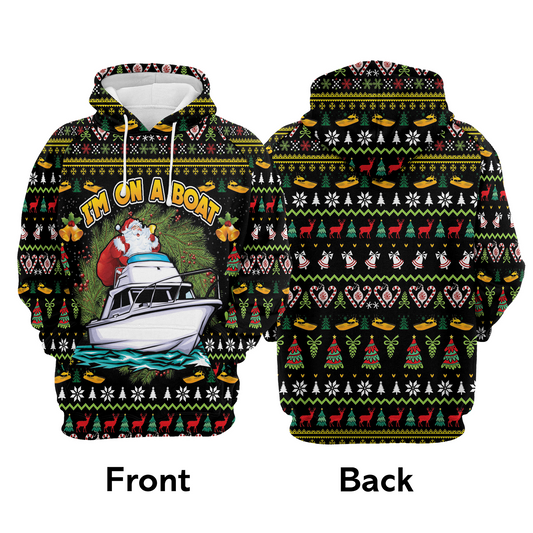 Santa Claus Pullover Premium Hoodie I'm On A Boat, Perfect Outfit For Men And Women On Christmas New Year Autumn Winter