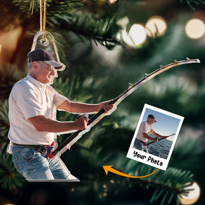 Personalized Acrylic Fishing Photo Ornament, Custom Your Fishing Photo Acrylic Ornament For Christmas, Perfect Gift For Fishing Lovers, Christmas