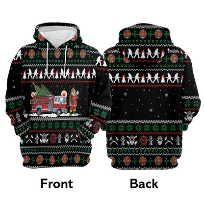 Firefighter Wine Premium Christmas Hoodie, Santa Claus Firefighter Unisex Hoodie For Men & Women - Perfect Gift For Christmas, Firefighter Lover