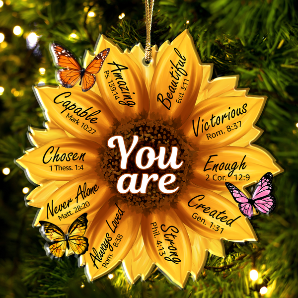 Jesus Acrylic Ornament, Sunflower You Are Beautiful, Amazing,.. Acrylic Ornament For Christian, God Faith Believers, Holiday Decor