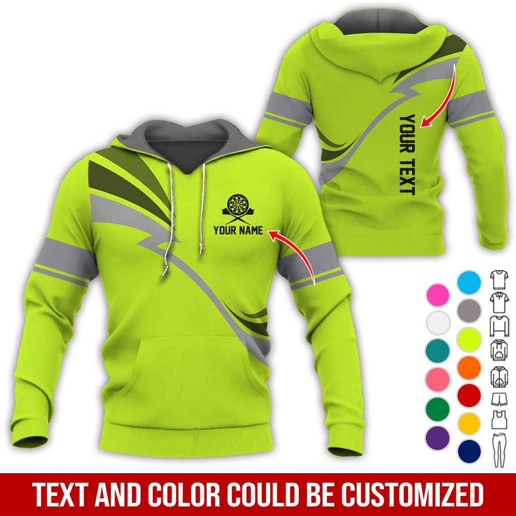 Personalized Darts Premium Hoodie, Customized Name & Text Lightning Pattern Darts Hoodie, Perfect Gift For Darts Lovers, Friend, Family