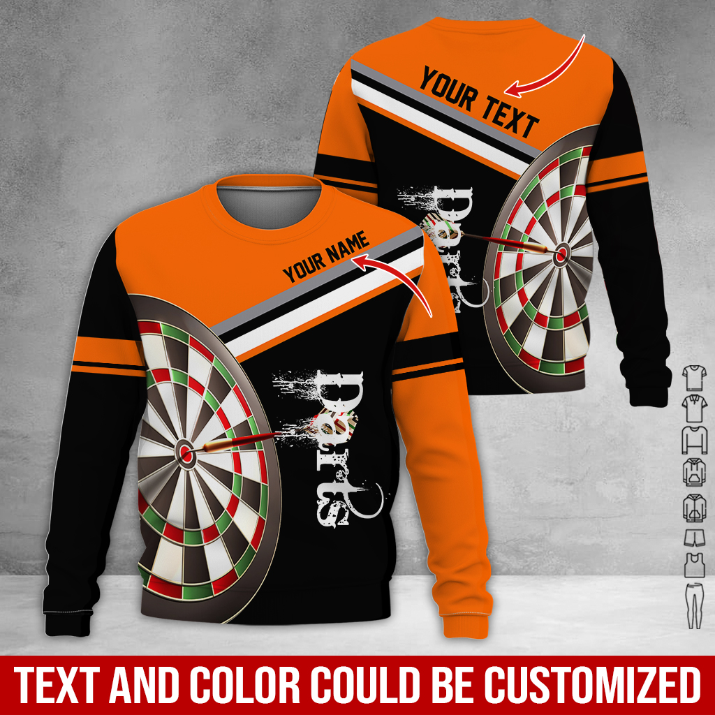 Customized Darts Sweatshirt, Personalized Name & Text Shirts, Darts Pattern Shirts, Perfect Gift For Darts Lovers, Friend, Family