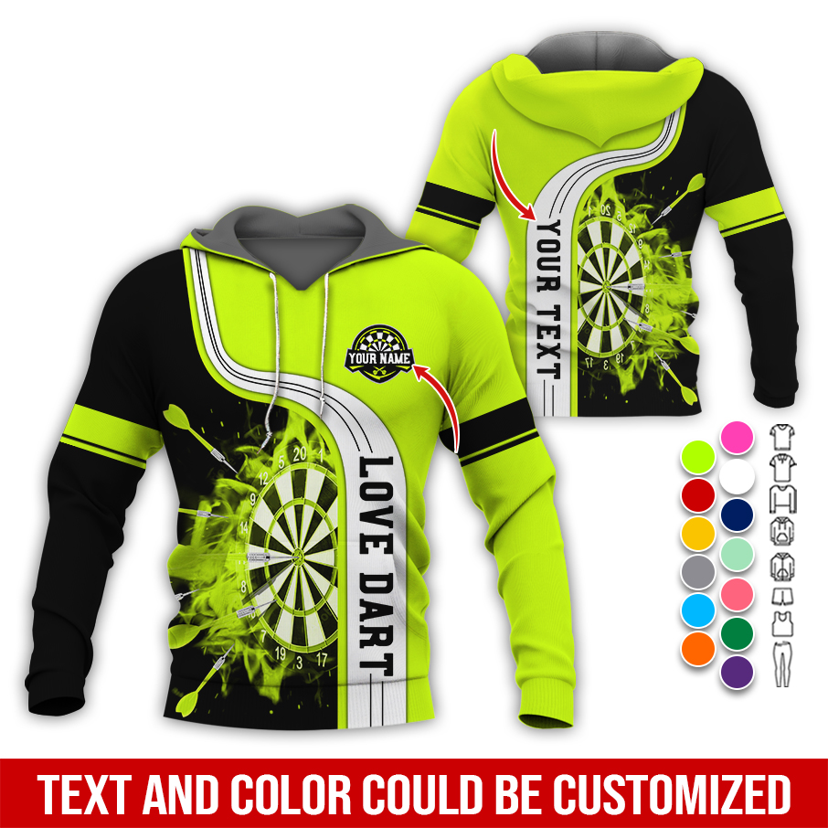 Customized Name & Text Darts Premium Hoodie, Darts Pattern Colorful Hoodie, Perfect Gift For Darts Lovers, Friend, Family