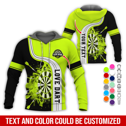 Customized Name & Text Darts Premium Hoodie, Darts Pattern Colorful Hoodie, Perfect Gift For Darts Lovers, Friend, Family