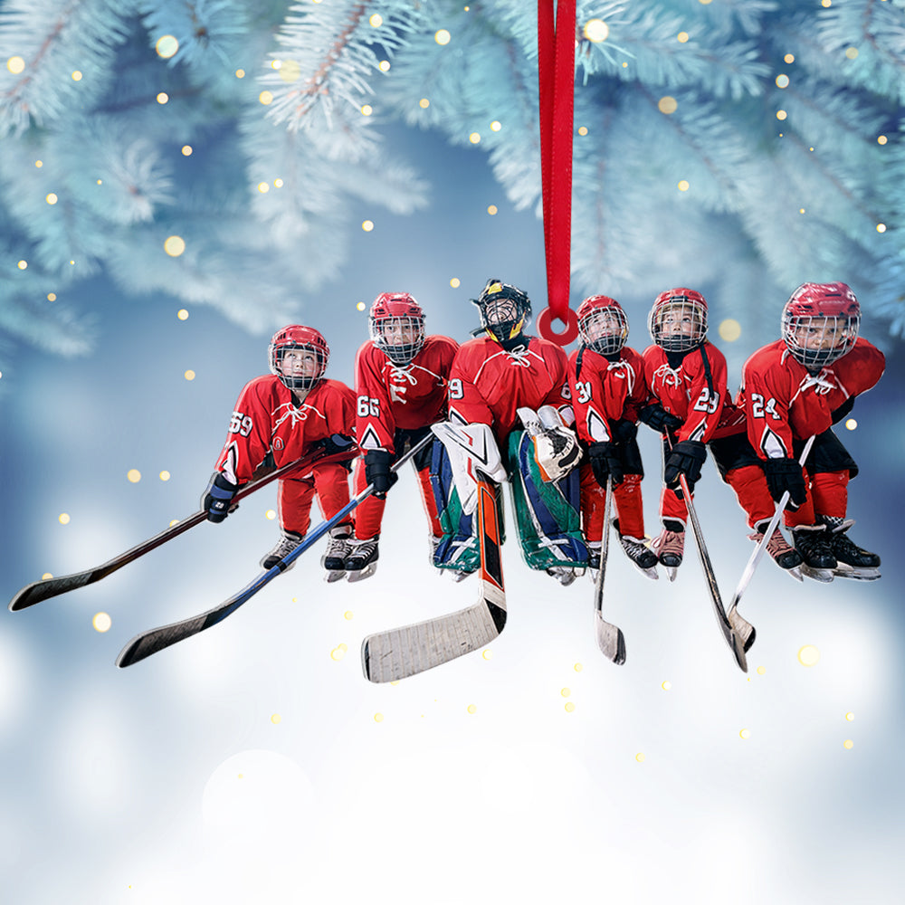 Custom Hockey Acrylic Ornament, Personalized Hockey Photo Ornament, Christmas Tree Decor Acrylic Ornament For Family, Christmas, New Year