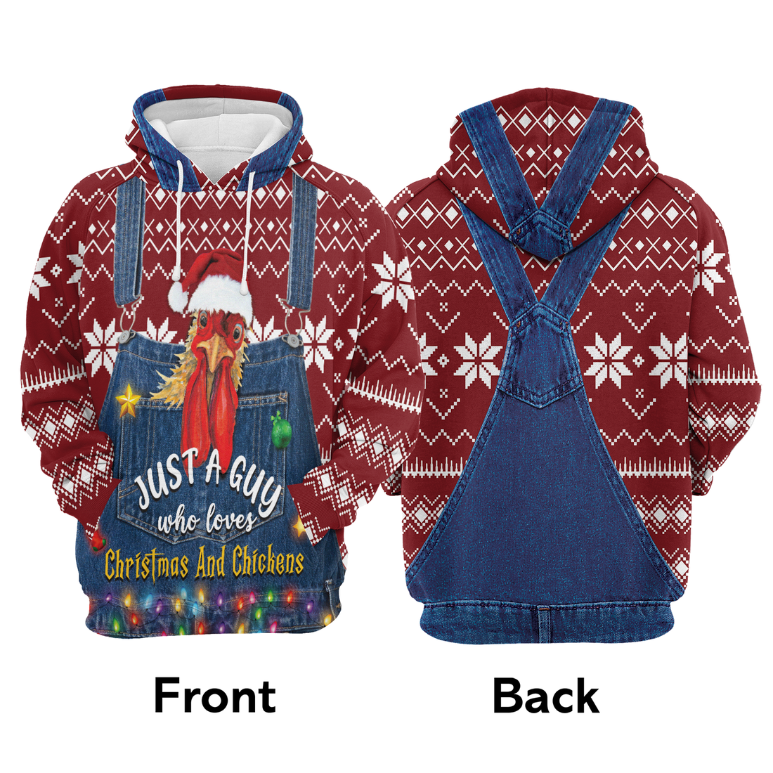 Chicken Premium Christmas Hoodie, Just A Guy Who Loves Christmas And Chickens Unisex Hoodie For Men & Women - Perfect Gift For Christmas, Family