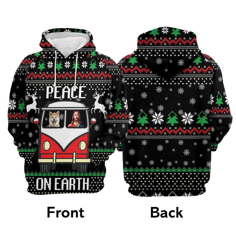 Shiba Inu Xmas Premium Christmas Hoodie, Shiba Inu Peace On Earth Funny Unisex Hoodie For Men & Women - Perfect Gift For Christmas, Shiba Inu Lovers