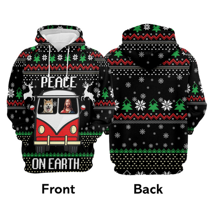 Shiba Inu Xmas Premium Christmas Hoodie, Shiba Inu Peace On Earth Funny Unisex Hoodie For Men & Women - Perfect Gift For Christmas, Shiba Inu Lovers