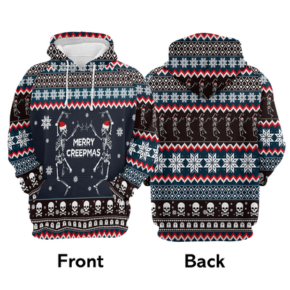 Skeleton Premium Christmas Hoodie, Skeleton Merry Creepmas Unisex Hoodie For Men & Women - Perfect Gift For Christmas, Skeleton Lover
