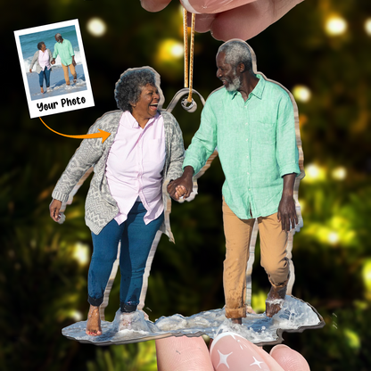 Personalized Acrylic Couple Photo Ornament, Custom Memories Of Grandparents, Parents Photo Acrylic Ornament For Christmas, Best Gift For Family