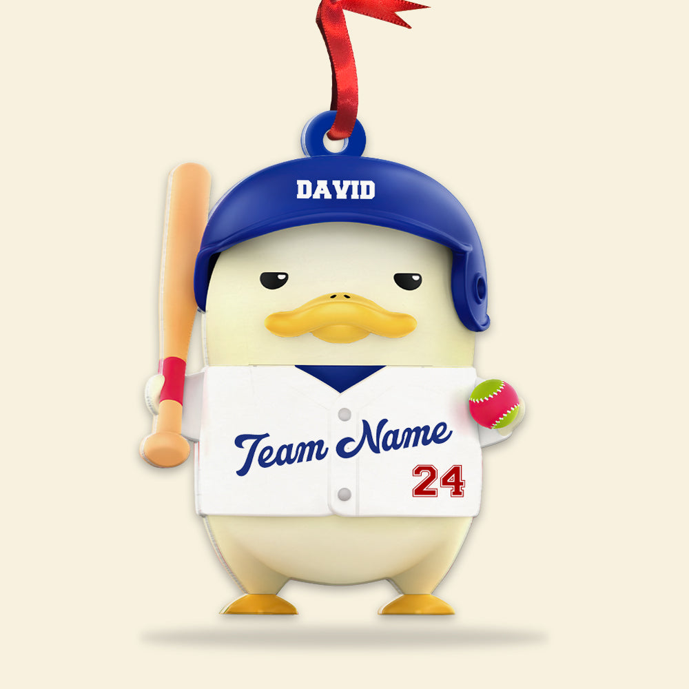 Custom Baseball Acrylic Ornament, Personalized Baseball Funny Duck Acrylic Ornament - Perfect Gift For Baseball Lover, Christmas, New Year