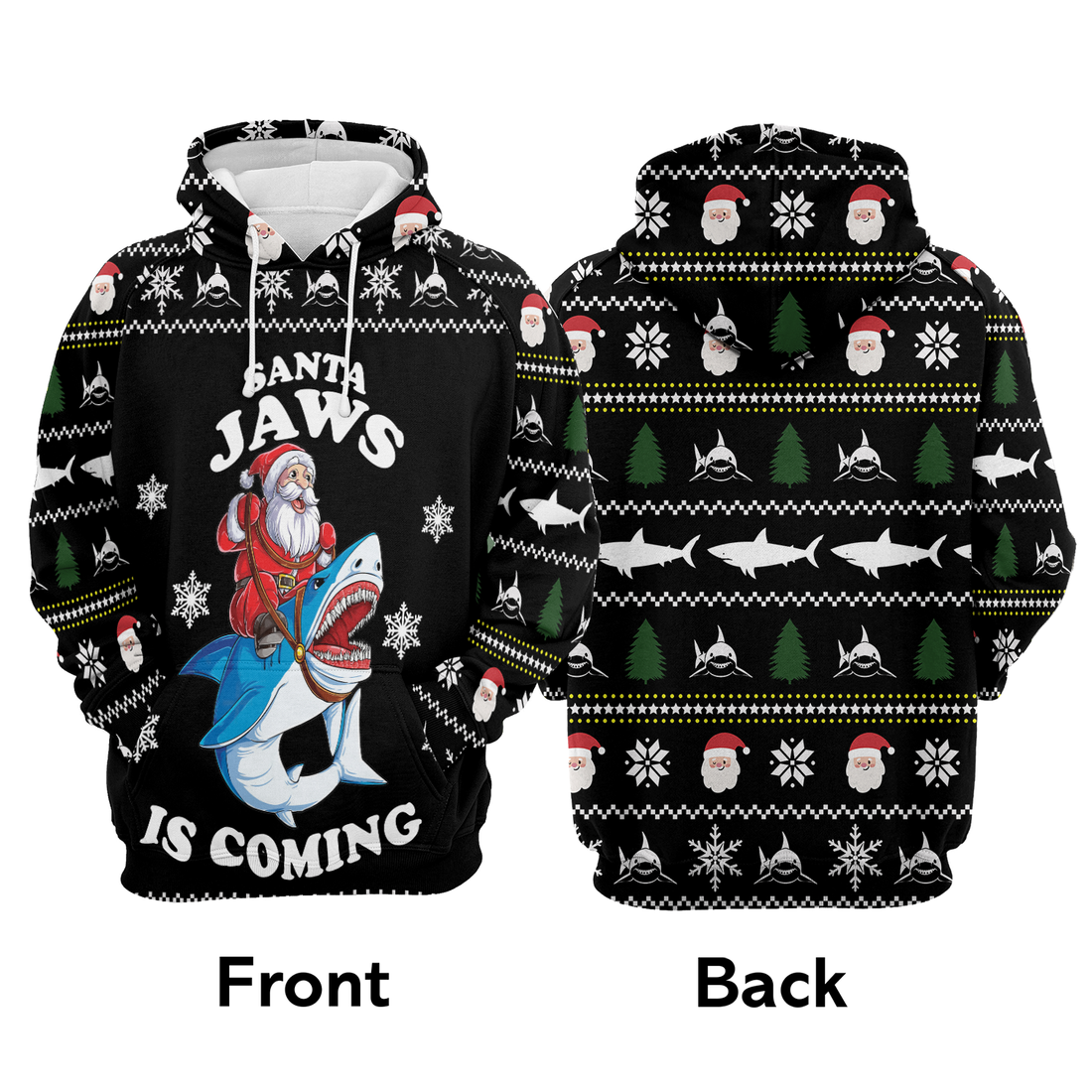 Santa Premium Christmas Hoodie, Santa Jaws Is Coming Funny Unisex Hoodie For Men & Women - Perfect Gift For Christmas, Friends, Family