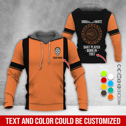 Personalized Name & Year Darts Premium Hoodie, Never Underestimate Darts Player Hoodie, Perfect Gift For Darts Lovers, Darts Player