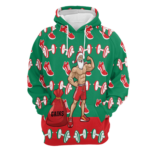 Santa Gym Red & Blue Pullover Premium Hoodie, Perfect Outfit For Men And Women On Christmas New Year Autumn Winter