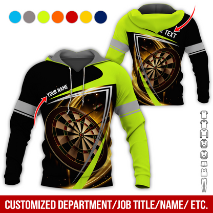 Customized Name & Text Darts Premium Hoodie, Dartboard Pattern Hoodie For Men & Women - Gift For Darts Lovers, Friend, Family