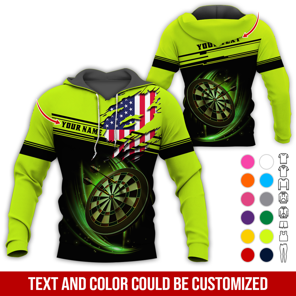 Personalized American Flag Darts Premium Hoodie ,Customized Name & Text Darts Premium Hoodie, Perfect Gift For Darts Lovers, Darts Player