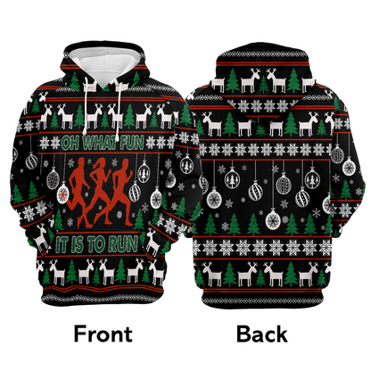Running Premium Christmas Hoodie, Running Oh What Fun It Is Run Christmas Unisex Hoodie For Men & Women - Perfect Gift For Christmas, Friends, Family