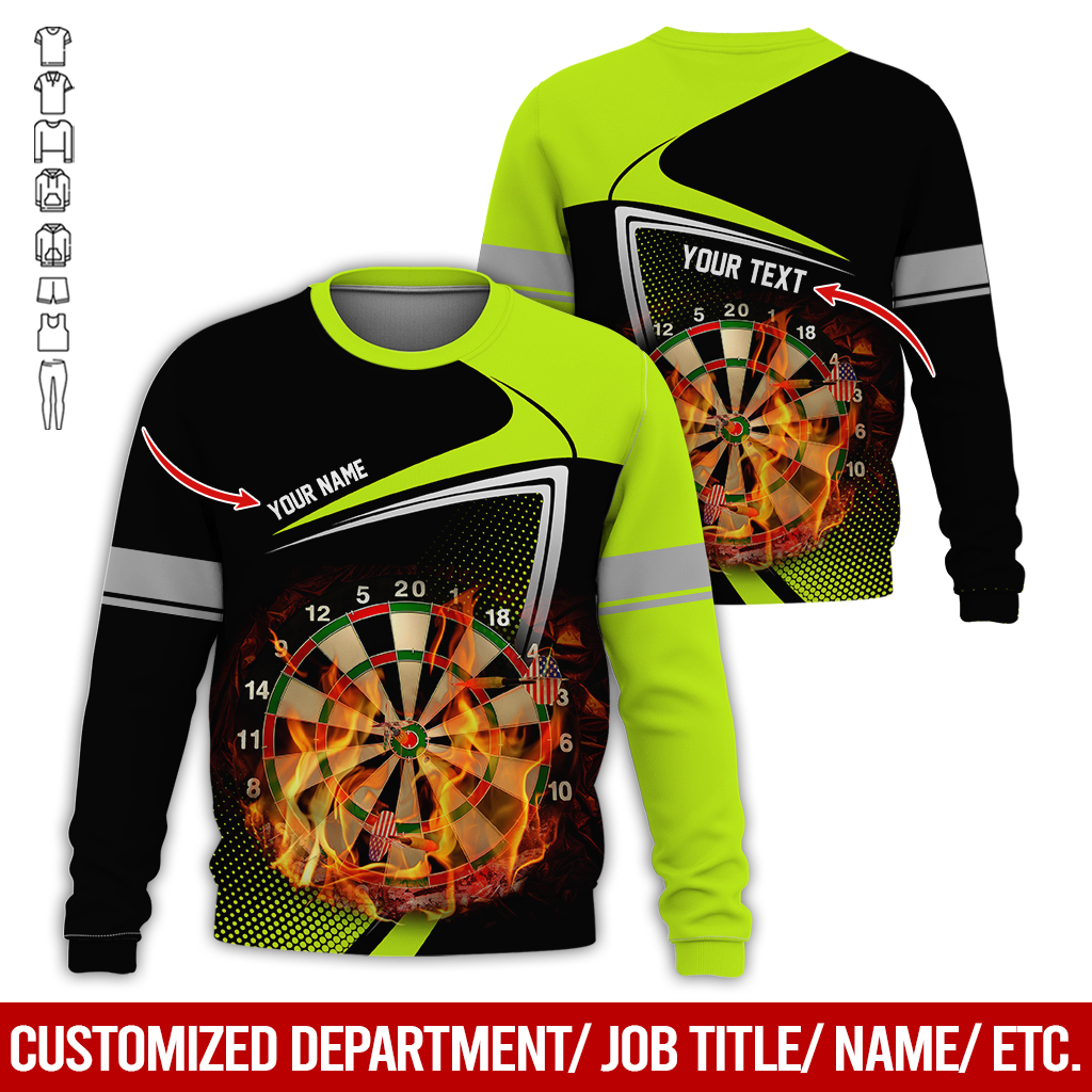 Customized Darts Sweatshirt, Flaming Dartboards Pattern Black & White Sweatshirt For Men & Women, Perfect Gift For Darts Lovers, Friend, Family