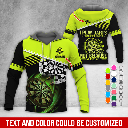 Customized Name & Text Darts Premium Hoodie, I Play Darts Not Because I'm Good At It Hoodie, Perfect Gift For Darts Lovers, Darts Player