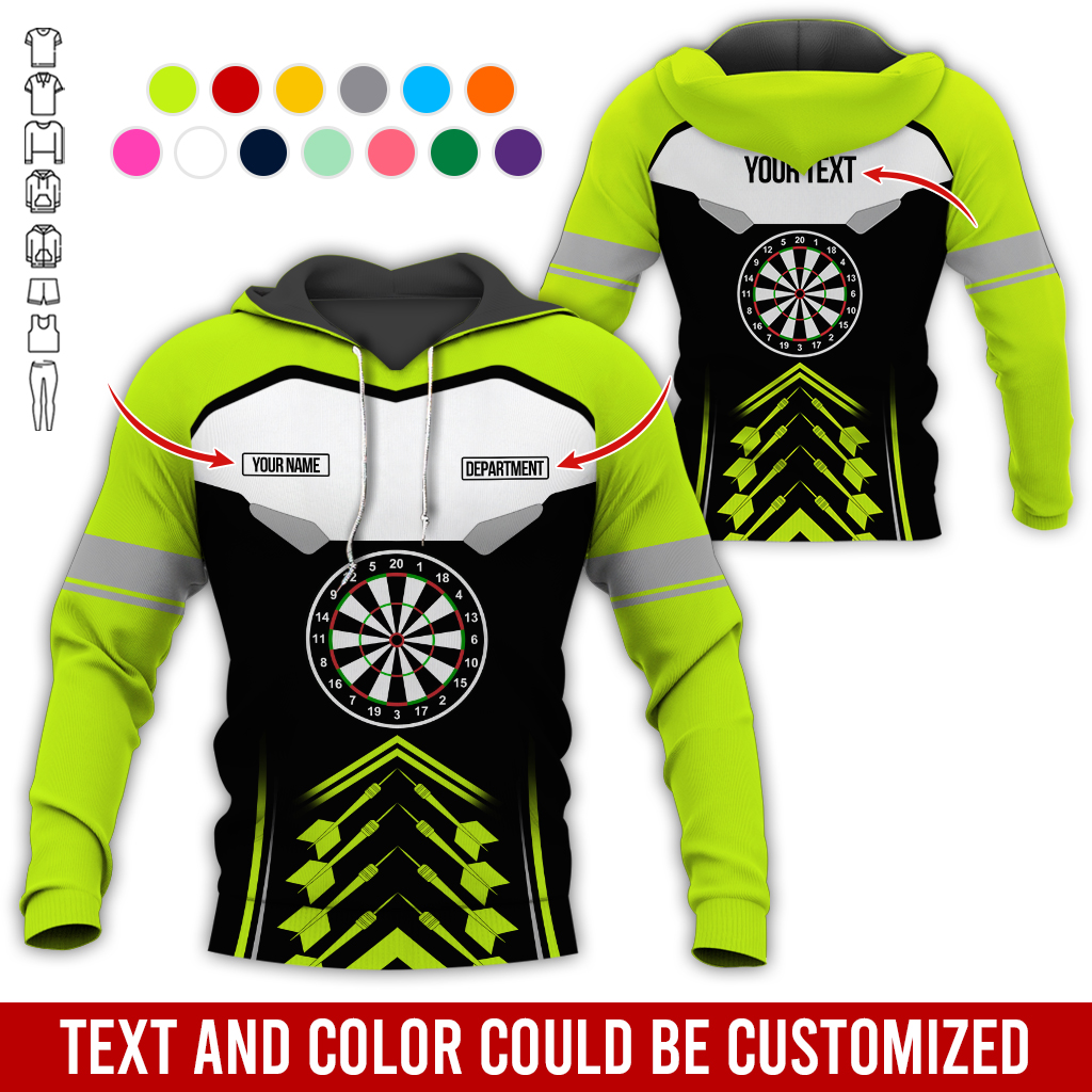Customized Name, Text & Department Darts Premium Hoodie, Black & White Pattern Darts Hoodie, Perfect Gift For Darts Lovers, Darts Player