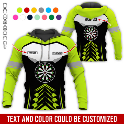 Customized Name, Text & Department Darts Premium Hoodie, Black & White Pattern Darts Hoodie, Perfect Gift For Darts Lovers, Darts Player