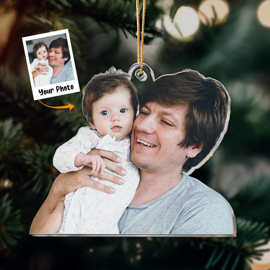 Personalized Acrylic Photo Ornament, Custom Funny Photo Dad & Kid Acrylic Ornament For Christmas, Best Ornament For Christmas, Family