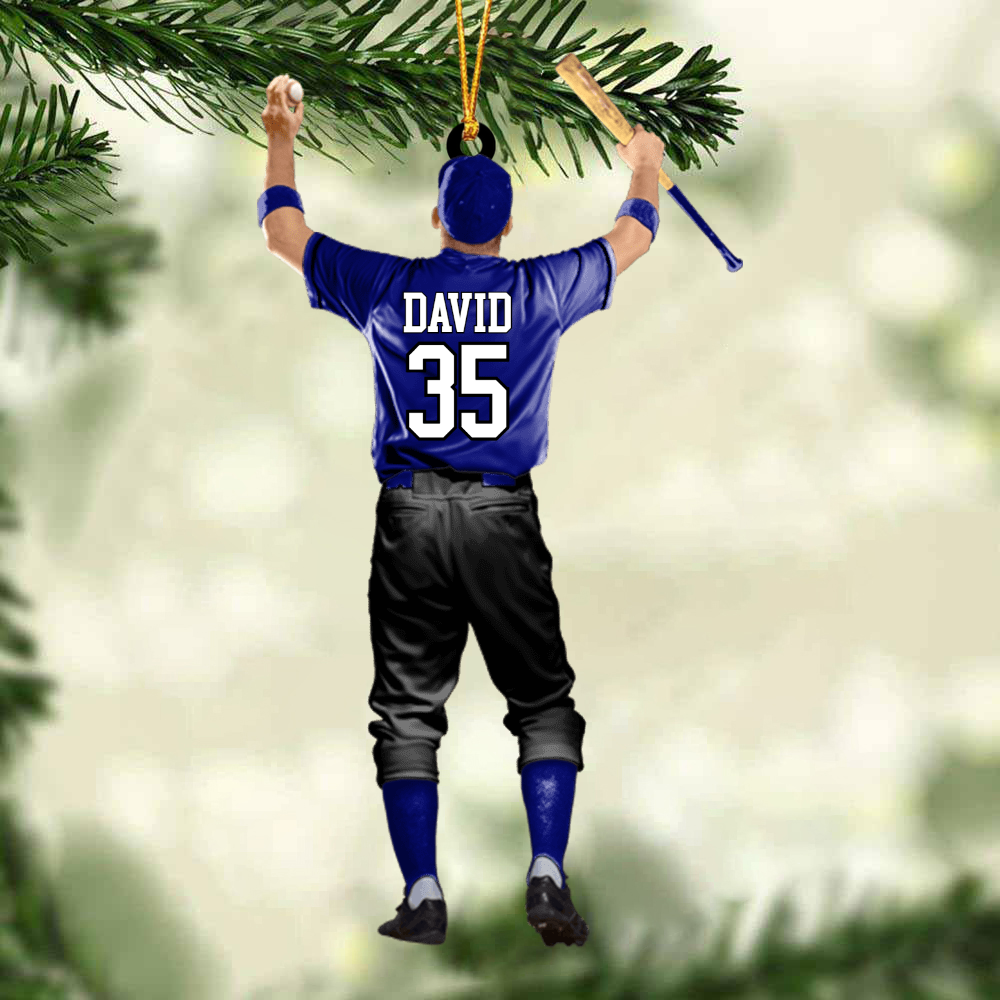 Custom Baseball Acrylic Ornament, Personalized Baseball Man Winner Acrylic Ornament For Baseball Lover, Christmas, Family