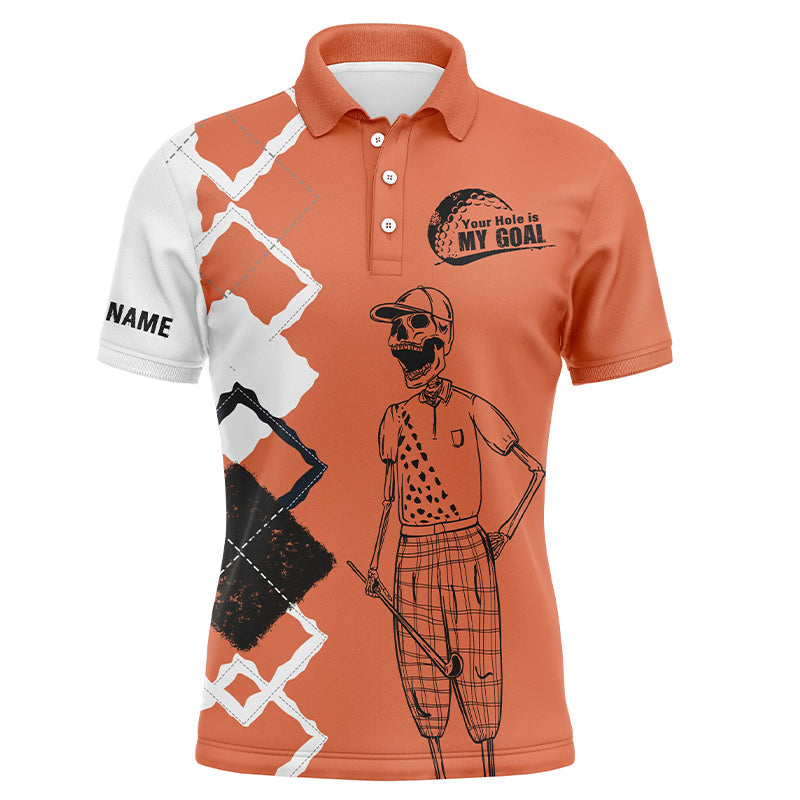 Golf Men Polo Shirt - Custom Name Skull Apparel - Your Hole Is My Goal Men Polo Shirt - Perfect Polo Shirt For Men, Golfers